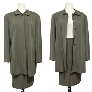 HOLT RENFREW Wool Blend Long Blazer and Skirt Set